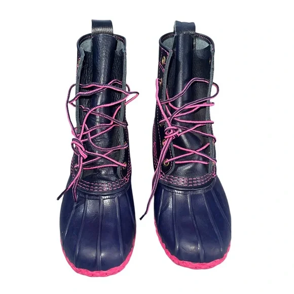 ⭐ L.L. Bean Duck Boots | Pink & Navy | Lightly Used ⭐ - Picture 3 of 12